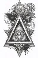 trinity symbol surrounded by cetlic d triangles that merge tattoo design idea