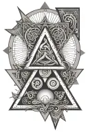 trinity symbol surrounded by cetlic d triangles that merge tattoo design idea
