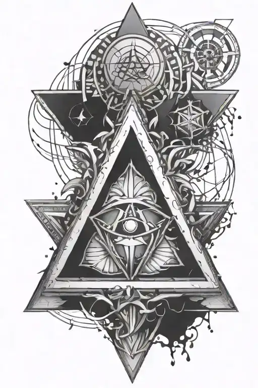 trinity symbol surrounded by cetlic d triangles that merge tattoo design idea