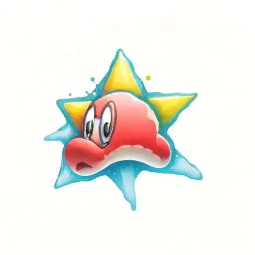3d mario star as in mario kart 8 deluxe tattoo design idea