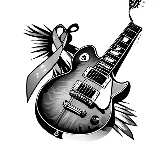 les paul guitar with awareness ribbon tattoo design idea