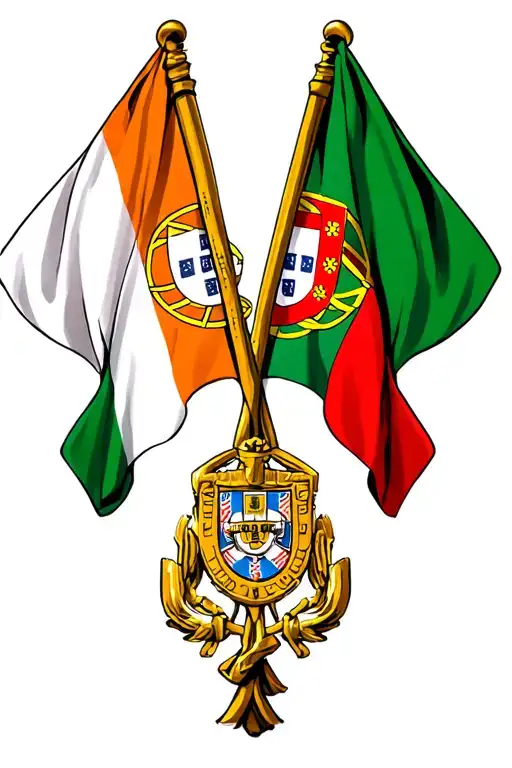 Irish and Portuguese flags crossed tattoo design idea