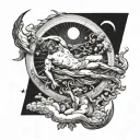 Michelangelo's The Creation of Adam surrounded by a total solar eclipse  tattoo design idea