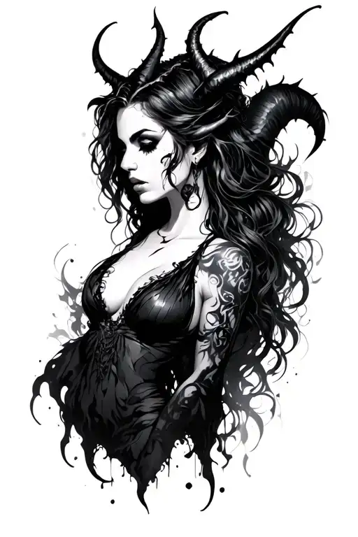 Sexy demonic women tattoo design idea