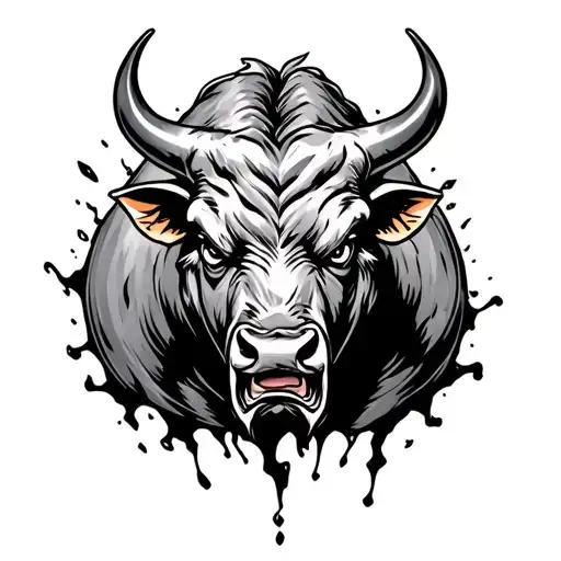 raging bull ripping out of skin tattoo design idea