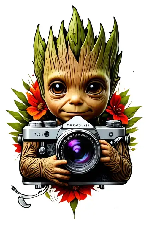 baby groot appareil photo tattoo tattoo design idea