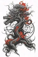 back tattoo yggdrasil with jormungandr tattoo design idea