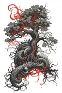 back tattoo yggdrasil with jormungandr tattoo design idea