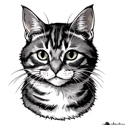 old school ginger cat tattoo design idea