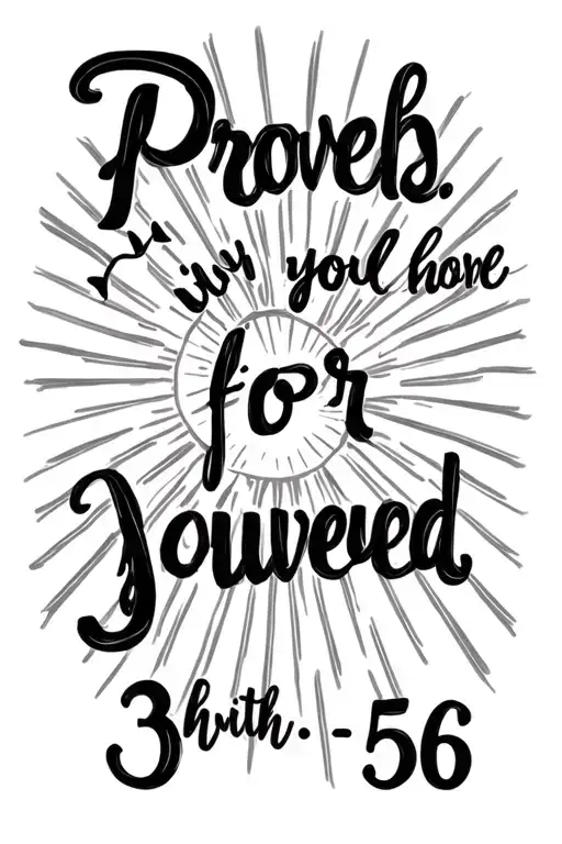 the verse proverbs 3:5 6 with rays of sunlight  tattoo design idea