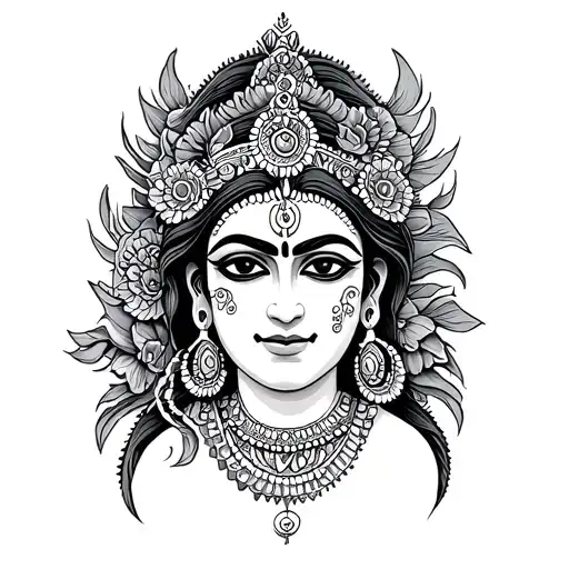 Goddess Kali face tattoo thung tattoo design idea