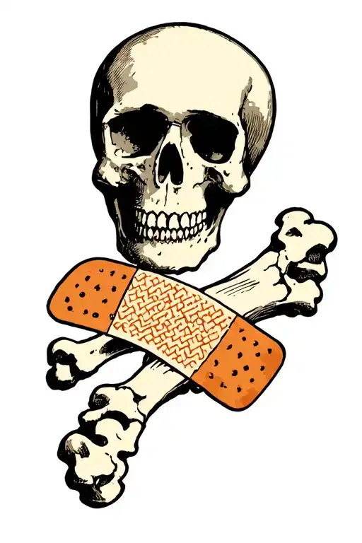 fractured bone with band aid tattoo design idea
