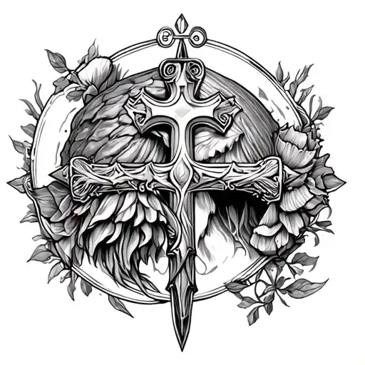Ultreia et Suseia with Templar cross and Camino shell tattoo design idea