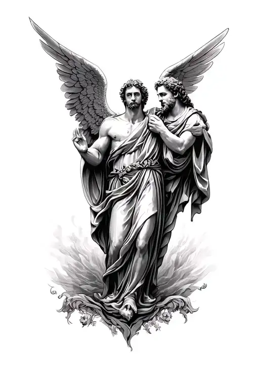 Saint Michael Ange and Saint Benoit Joseph tattoo design idea