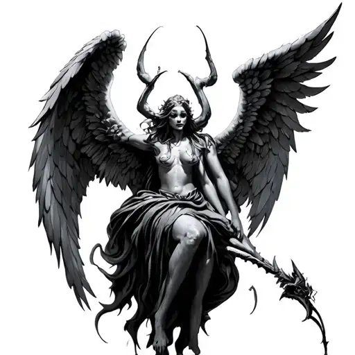 Angel kills demon tattoo design idea