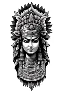 mayan theme sleeve tattoo design idea