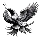 "blind fold" praying angle tattoo design idea