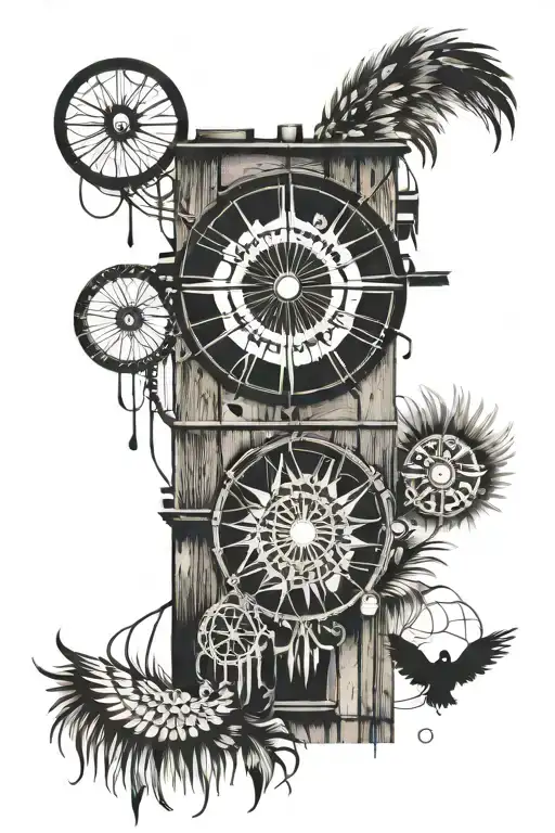 grain elevator, dream catcher, Athena and Apollo Greek gods  tattoo design idea