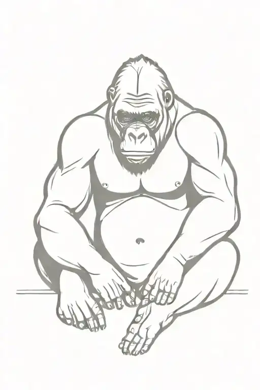 seated gorilla facing forward tattoo design idea