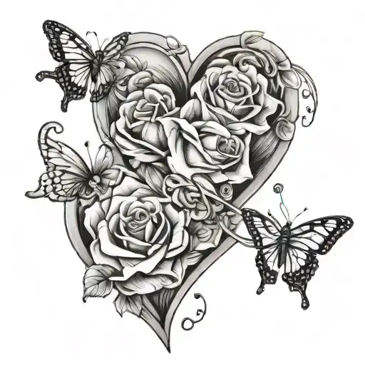Combining the names Anabelle Amy and Allison Sky with a heart tattoo design idea