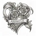 Combining the names Anabelle Amy and Allison Sky with a heart tattoo design idea
