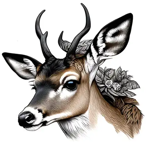 baby deer and snipe scope tattoo design idea