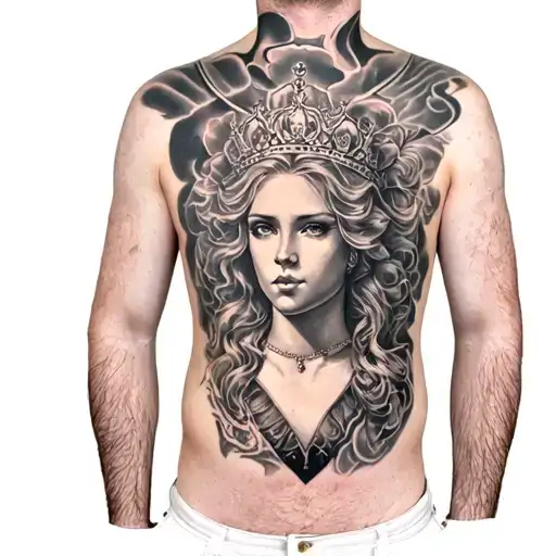 Victoria tattoo on guy's chest tattoo design idea