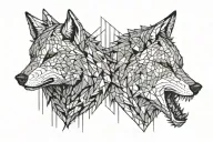 a two splited wolfs heads one of them angry tattoo design idea
