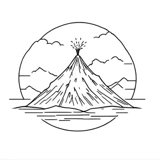 volcano acatenango and volcano Fuego hiked and erupting tattoo design idea