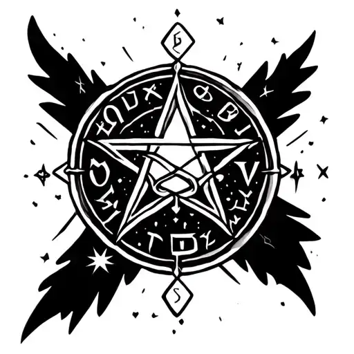 Courageous sweet lighter guided by the stars Celtic Futhark Wicca tattoo design idea