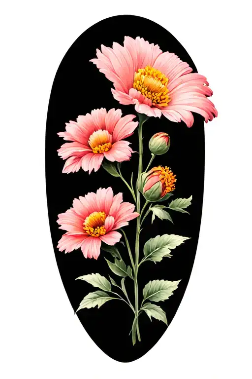 october birth flower, august birth flower, november birth flower tattoo design idea
