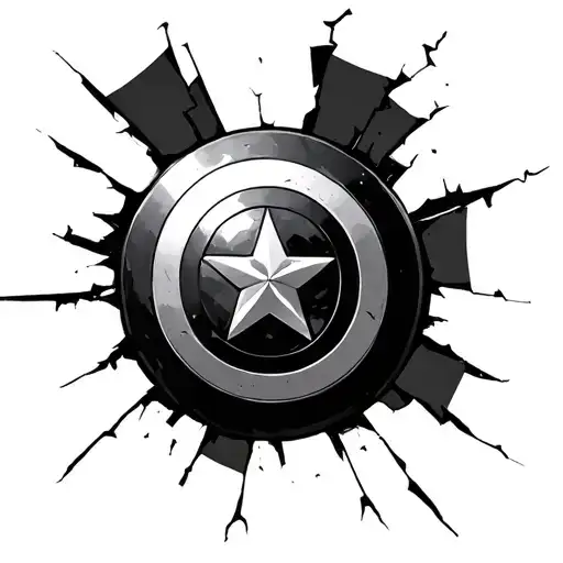 broken captain america shield tattoo design idea