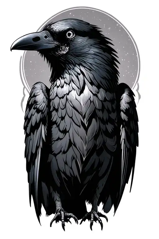 undead raven tattoo design idea