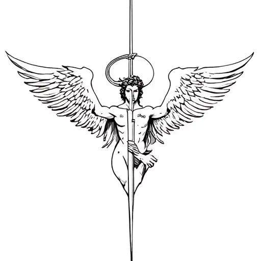 saint michael killing lucifer tattoo design idea