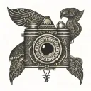 egypt, , photographer, camera, hieroglyph style tattoo design idea