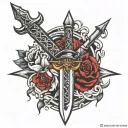 dagger crysknife tattoo design idea