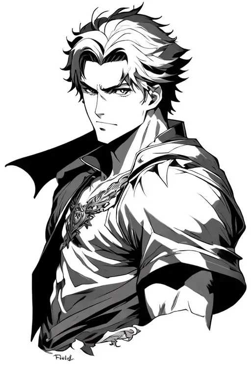 escanor from nanatsu no taizai black and white tattoo design idea