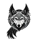 wolf, rovin, Gemini sign, falling angel tattoo design idea