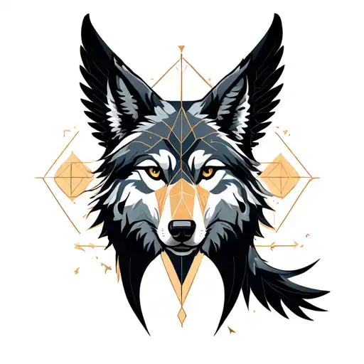 wolf, rovin, Gemini sign, falling angel tattoo design idea
