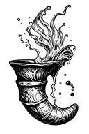 Drinking Horn Pouring out tattoo design idea