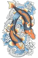 koi fish ying yang flower blooming tattoo design idea