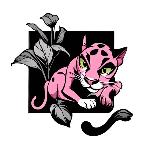 pink panther and arums tattoo design idea