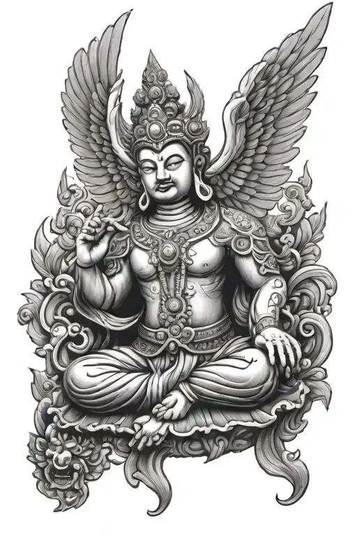 garuda buddha tattoo design idea