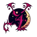 Evil Number 4 Moon tattoo design idea