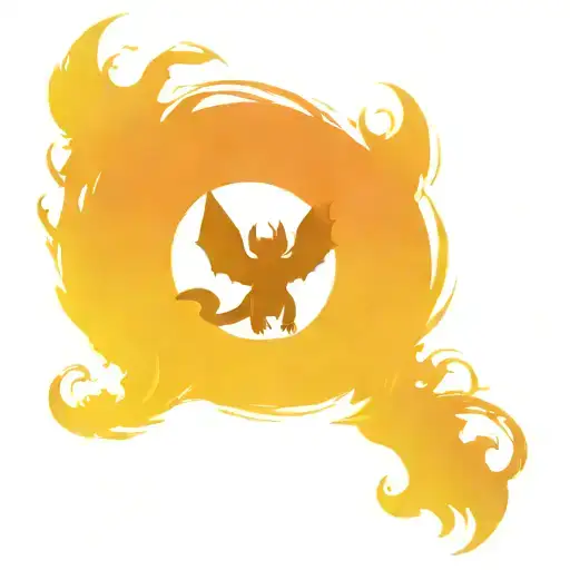 Toothless, from How To Train Your Dragon, but represented as a swirling smoke, silhouette, shadow, black and white tattoo design idea