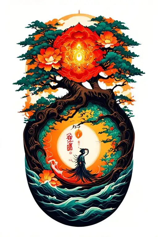 four elements tree of life  tattoo design idea