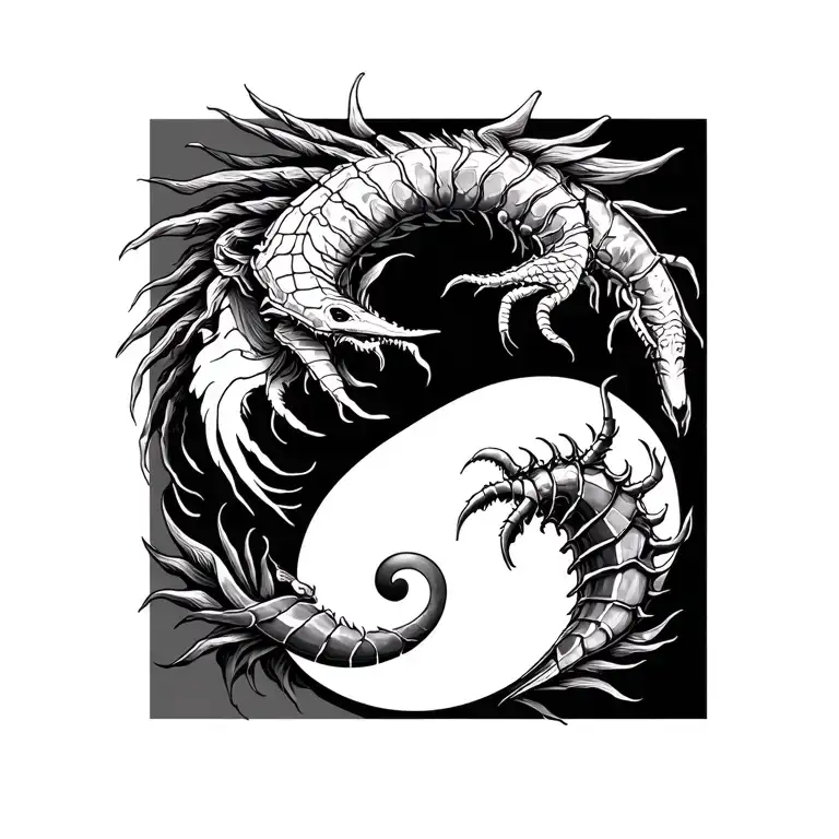 Aquarius and scorpio zodiac tattoo yin yang tattoo design idea