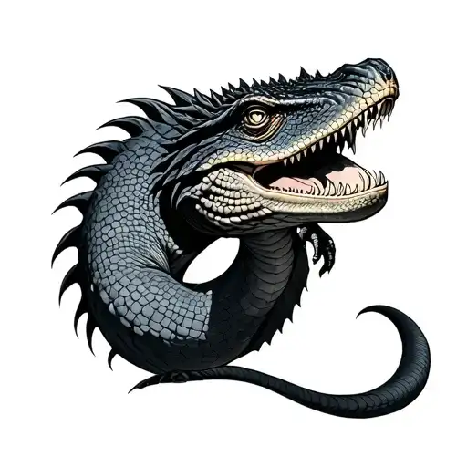Komodo dragon wrapping tattoo design idea