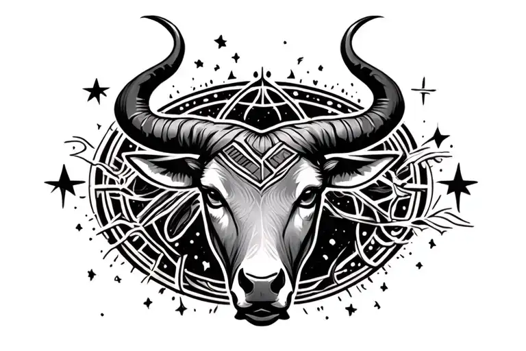 taurus symbol without face and 3 unique stars tattoo design idea