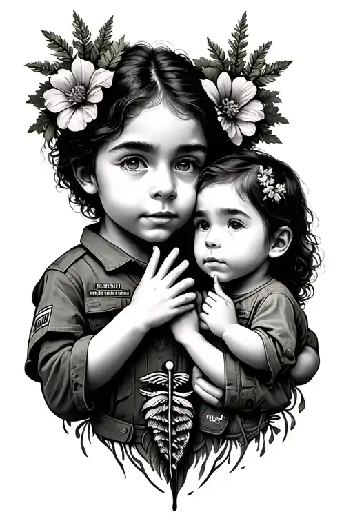 3 kids born in August and September, married in October, sign language, wilderness, Army, medicine tattoo design idea